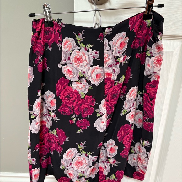 The Kooples Black and Pink Floral A-Line Skirt - Picture 5 of 6